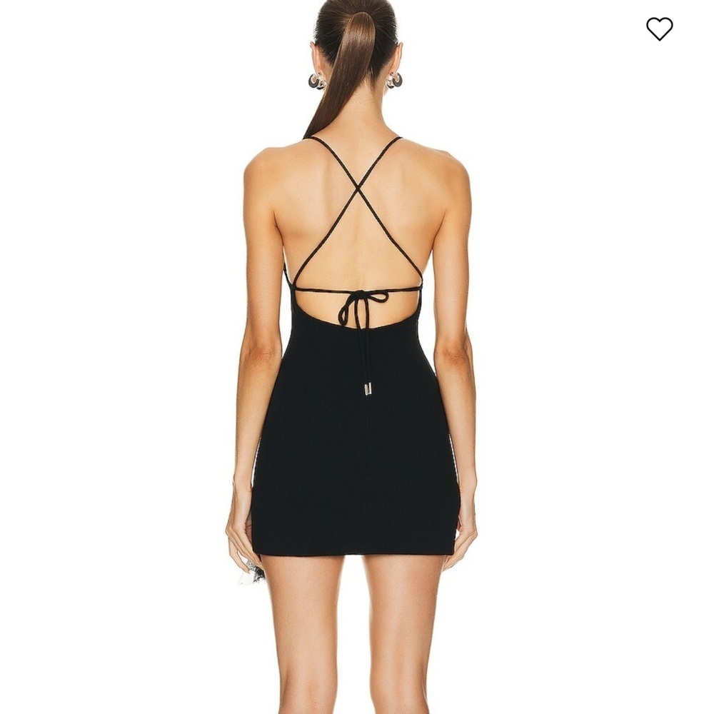 DAVID KOMA Black Tulle Ruffle Asymmetrical Hem Cami Mini Dress - Picture 2 of 10